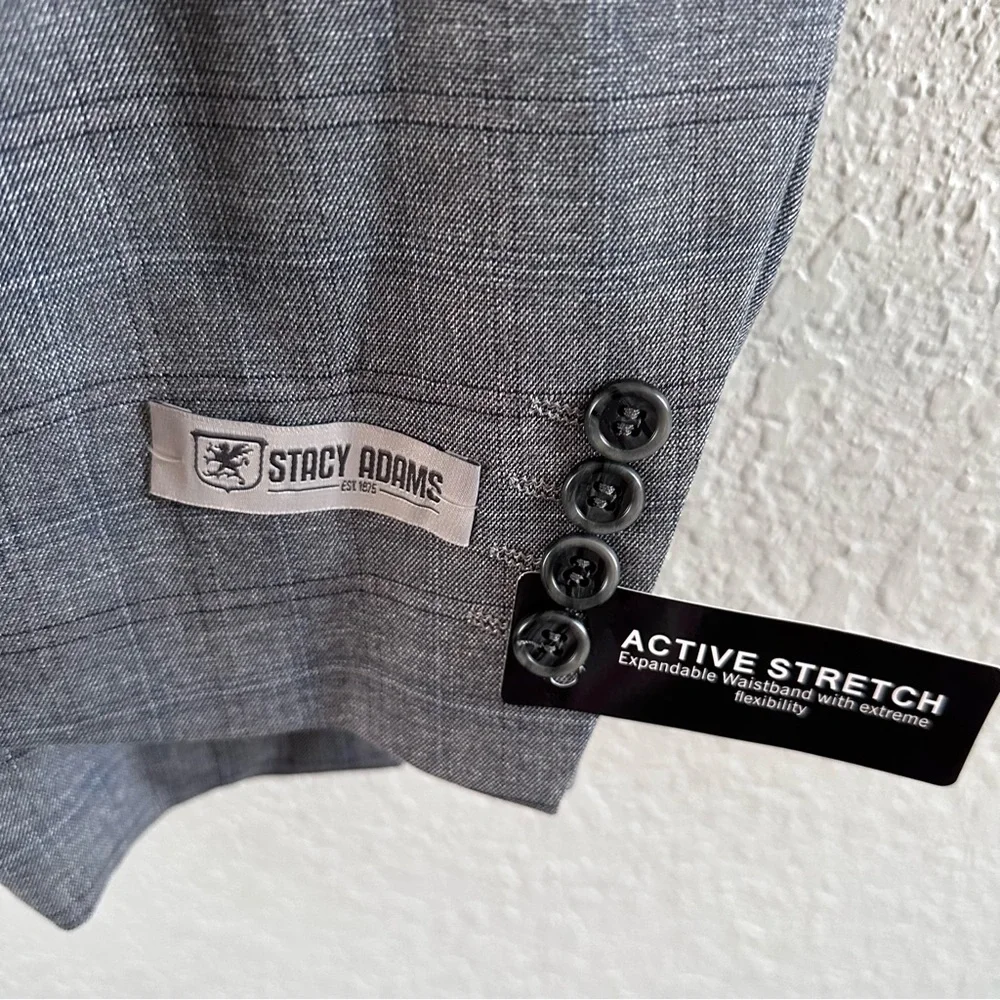 Stacy Adams Grey Plaid Suit Jacket Blazer Men's 52R New With Tags